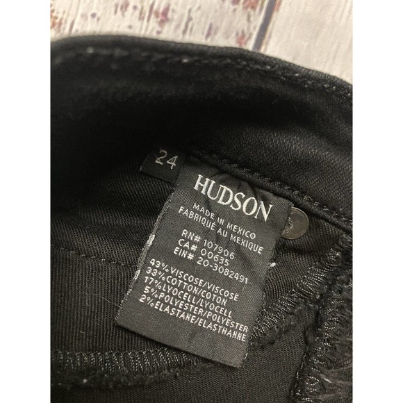 HUDSON JEANS Bullocks High Rise Lace Up Skinny Black‎ sz 24 - Picture 5 of 6